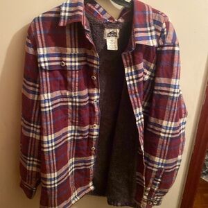 Old Mill Jacket Mens M Red, Blue & White Flannel Button Up Lined Outdoor Wear!!!
